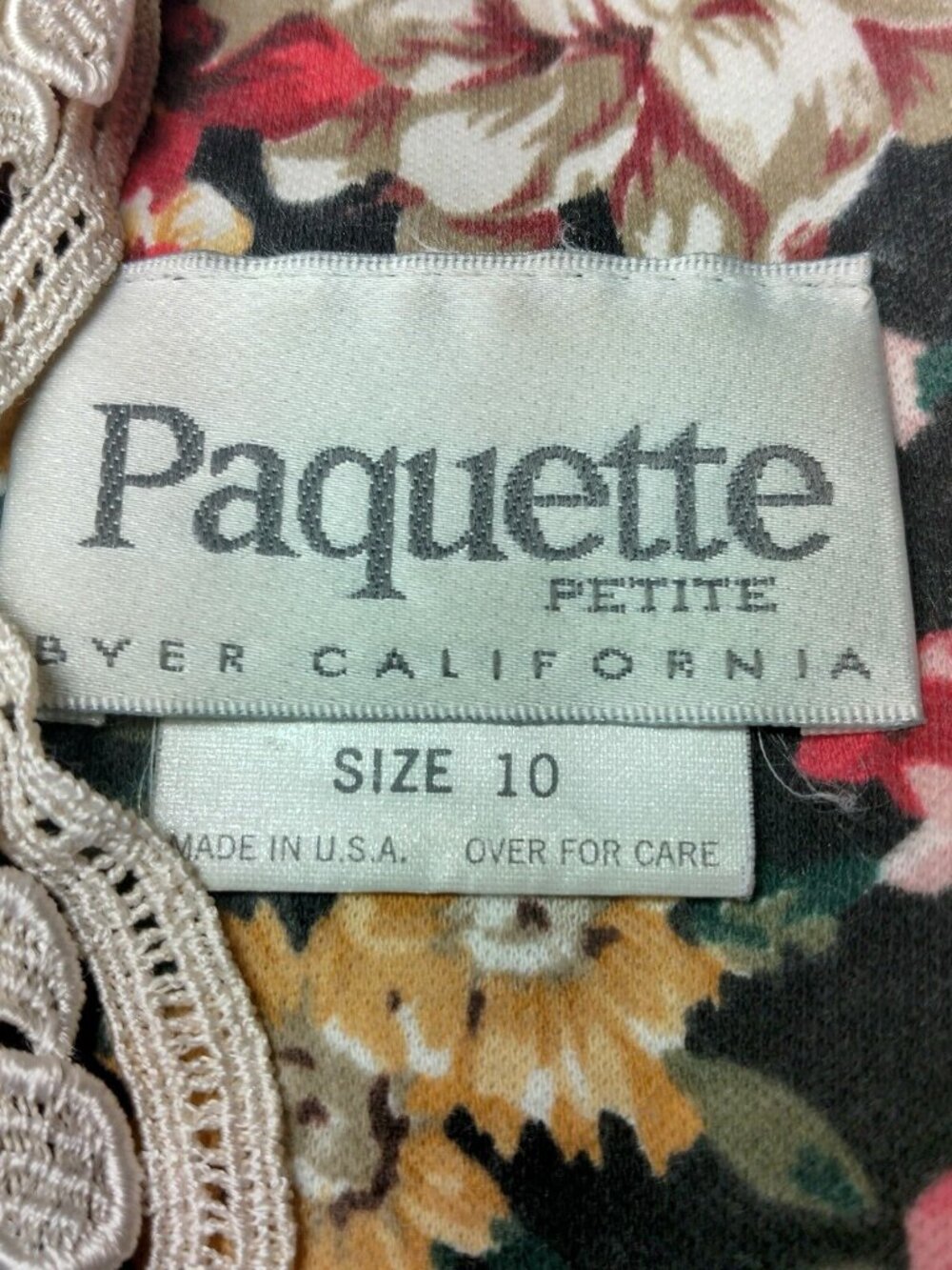 Vintage 1980s Paquette Petite Byer California Dress 10P Knit Floral Cottagecore - Picture 4 of 14